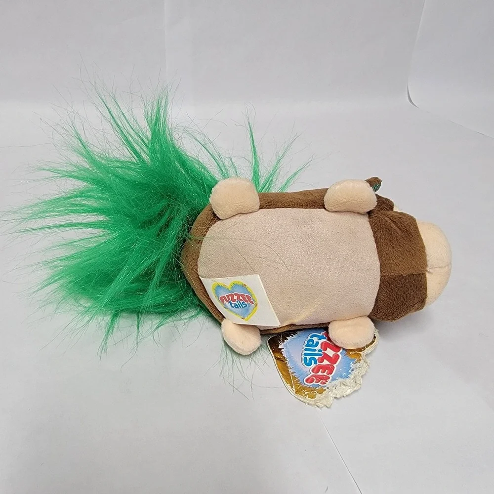 Fuzzee Tails Monkey Plush Toy Green Spiky‎ Hair Large Sparkle Eyes